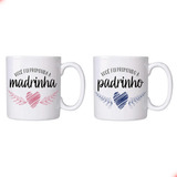 Kit De 2 Canecas Convite Padrinhos Batismo Batizado Crisma