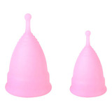 Kit De 2 Copos Coletores Menstruais Em Silicone Cor Rosa