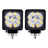 Kit De 2 Farol Milha Quadrado 27w 9 Leds Troller 12v