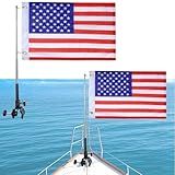 Kit De 2 Peças De Mastro De Bandeira De Barco Bandeiras Americanas De Barco Pontão De 30 Cm X 45 Cm Mastro Telescópico De 122 Cm Suporte De Bandeira Dos EUA Para Trilhos Redondos Quadrados De 1 2 A