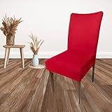 Kit De 6 Capas Cadeira Para Jantar Elástico Malha Ajustável Elegante VERMELHO 