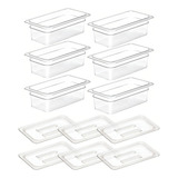 Kit De 6 Cubas Gastronômicas Com Tampa Acrilico 1 3 100mm