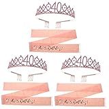 Kit De 6 Peças Para Aniversário De Casamento Faixa Laranja Feliz De Cristal Tiara Para Festa Alça Feminina Suprimentos De Strass E Strass Ombro Com Pentes De Cabelo Adereços Decorações Com Glitter