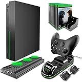 Kit De Acessários TMG OIVO Para Xbox One X 4 Em 1 Xbox One X Com Suporte De Resfriamento Vertical Com Estação De Carregamento De Controlador Duplo Com Bateria Recarregavel De 600mAh 2PACKS Armazenamento Para 10 Jogos