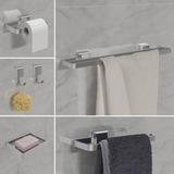 Kit De Acessórios Banheiro Luxo 6 Peças Inox Duplo 2 Cabides