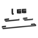Kit De Acessórios Banheiro Quadrado Preto Acab Registro Deca