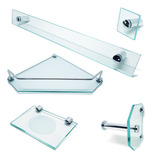 Kit De Acessórios P Banheiro 5 Pçs Em Vidro Incolor T602