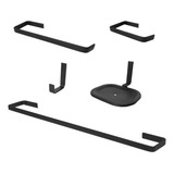 Kit De Acessorios Para Banheiro Com 5 Peças Luxo Preto Fosco