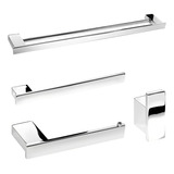 Kit De Acessórios Para Banheiro Cromado Master Duplo 4 Peças