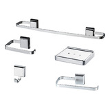 Kit De Acessórios Para Banheiro Linha Luxo Quadrado 5 Peças