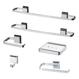 Kit De Acessórios Para Banheiro Linha Luxo Quadrado 6 Peças