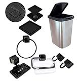 Kit De Acessórios Para Banheiro Lixeira 9 Litros Com Tampa Saboneteira Porta Toalhas Suporte Para Papel Higiênico Ralo Oculto 10x10cm Cinza Inox