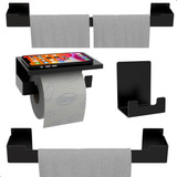 Kit De Acessórios Para Banheiro Preto Com Adesivo 4 Pcs ELG