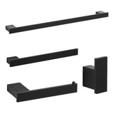 Kit De Acessórios Para Banheiro Preto Fosco Master 4 Peças
