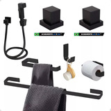 Kit De Acessórios Para Banheiro Preto Fosco Matte