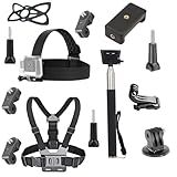 Kit De Acessórios Para Câmera De Ação Universal 4 Em 1 Suporte De Alça De Cabeça Arnês De Peito Bastão De Selfie Suporte De Telefone Compatível Com Gopro Hero 12 11 10 9 8 Insta360 Uma