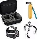 Kit De Acessorios Para Gopro Hero 5 Hero 7 Hero 8 Atrio Xiaomi Sport Hd Cam 4k Xtrax Navcity Eken SJCAM SJ8 Maleta Média Flutuador Suporte Cabeça Tripé Flexível Gorilapod 4 Itens 
