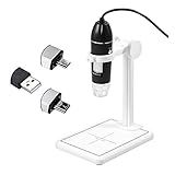 Kit De Acessórios Para Microscópio 1600X Microscópio Digital 8 LEDs Microscópio Eletrônico 2MP Com Suporte De Elevação X4 USB Zoom Câmera Slides Microscópio  Cor  Branco 