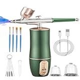 Kit De Aerógrafo Com Compressor Conjunto De Escova De Ar Portátil Sem Fio Recarregável Conjunto De Pistola De Aerógrafo Portátil Para Arte De Unhas Maquiagem Pintura Decoração De Bolo