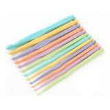 Kit De Agulhas De Plástico Crochê Candy Color C 12 Peças Cor Sortido