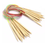 Kit De Agulhas Tricô Circular Bambu 80cm Com 18 Unidades