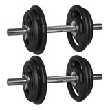 Kit De Anilha Pintada 20kg 2 Halter Barra 40cm Cromado