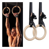 Kit De Argolas De Suspensão Olímpicas Madeira E Fitas Reguláveis Suporta Até 300kg Ideal Para Crossfit E Treinamento Funcional Marca Lorben