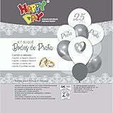 Kit De Balões Happy Day Bodas De Prata Pacote Com 10 Em Tamanhos Diferentes