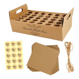 Kit De Bandeja De Cone De Confete Kraft Marrom E 30 Buracos