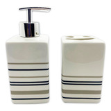 Kit De Banheiro De Porcelana 2 Peças Elegance Clean