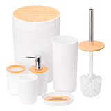 Kit De Banheiro Lavabo Com 6 Peças Bambu Moderno Elegante
