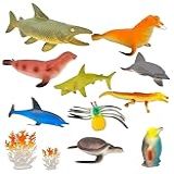 Kit De Bichinhos Do Oceano Com Tapete Peixes Foca Tartaruga Pinguim Animais De Plástico Cenários Infantis