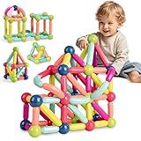 Kit De Blocos Magnéticos Brinquedo 68- Blocos De Montar Bolas E Bastões- As Cores Brilhantes Podem Ser Giradas Em 360-- 2D E 3D Estimulam A Imaginação E A Criatividade