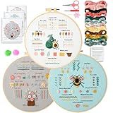 Kit De Bordado Para Adultos Iniciantes 3 Kits De Bordado Inclui Padrões Estampados Argola Agulhas E Fios Coloridos Acessórios De Gama Completa Kit De Ponto Cruz Instruções E Vídeo Fáceis De