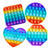 Kit De Brinquedos Pop It Fidget Bubble Rainbow 4pcs