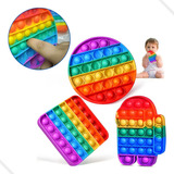 Kit De Brinquedos Pop It Fidget Bubble Rainbow 4pcs