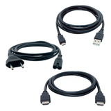 Kit De Cabos Para Ps4 Força Hdmi Micro Usb 1 5 M
