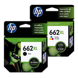 Kit De Cartucho Hp 662xl Preto E Colorido