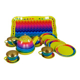 Kit De Chá Infantil Metal 15 Pcs Arco Íris Childrens Tea Set