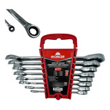 Kit De Chaves Combinadas Catraca Jogo 8 Peças 8 19mm Worker