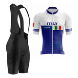 Kit De Ciclismo Masculino Bretelle Gel Camisa Italia Ziper