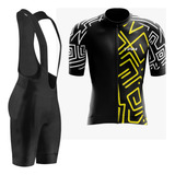 Kit De Ciclismo Masculino Camisa E Bretelle Gel Premium Mtb