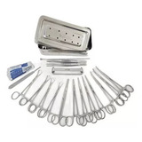Kit De Cirurgia 19 Peças Clinica Tesoura Metzenbaum 