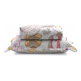 Kit De Colcha Infantil Com 2 Peças Em Microfibra Evolution Patchwork Solteiro Cogumelos Camesa