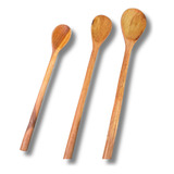 Kit De Colheres De Pau Madeira 3 Tamanhos Pp P E M Conjunto