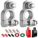 Kit De Conectores De Terminal De Bateria Terminal De Bateria De Serviço Pesado Positivo Negativo Automotivo Marítimo Com 4 Peças De Terminais De Cobre De Calibre 2 De 3 20 3 Cm 4 Tubos