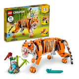 Kit De Construção 3 Em 1 Creator 31129 Tigre Majestoso Com 755 Peças Lego