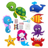 Kit De Costura Infantil Animais Marinhos 8 Pcs