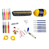 Kit De Crochê 17 Agulhas Faz Pompom Estojo