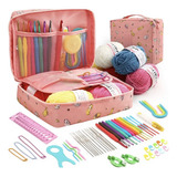 Kit De Crochê P Iniciantes Completo 59 Pçs Bolsa Agulhas